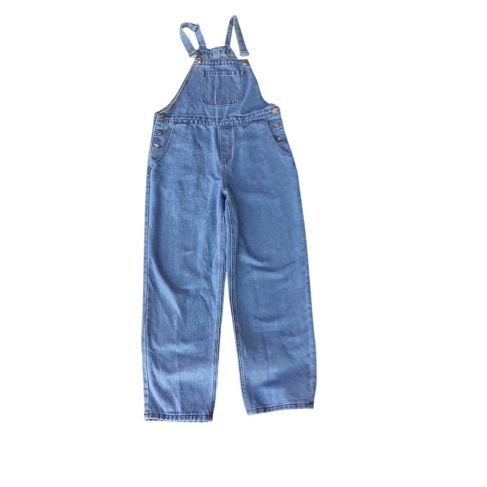 Denim Bib Overalls Womens Size S Light Wash Blue Wide-Leg Adjustable